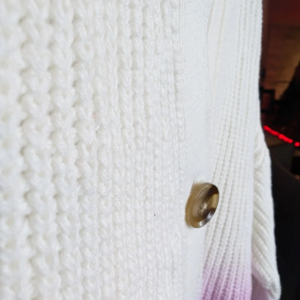 Ann Taylor Purple & White Ombre Knit Button Front Cardigan Woman Medium - Picture 7 of 10